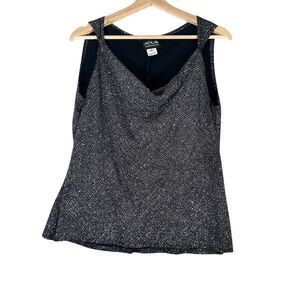 Vintage 90s ONYX Nite By Wendye Chaitin Black Cinch Rhinestone Glitter Top Sz M
